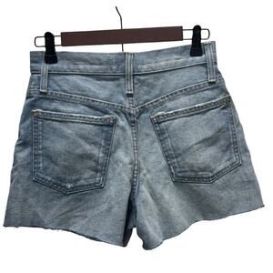 New Madewell The Perfect Jean Short Medium Wash Raw Hem Size 25 High Rise Denim